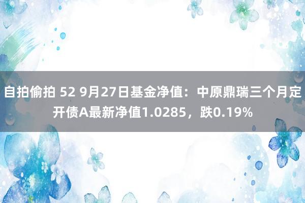 自拍偷拍 52 9月27日基金净值:中原鼎瑞三个月定开债A最新净值1.0285,跌0.19%