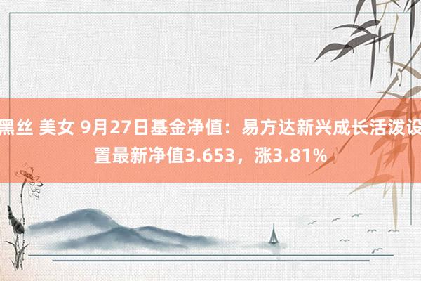 黑丝 美女 9月27日基金净值:易方达新兴成长活泼设置最新净值3.653,涨3.81%
