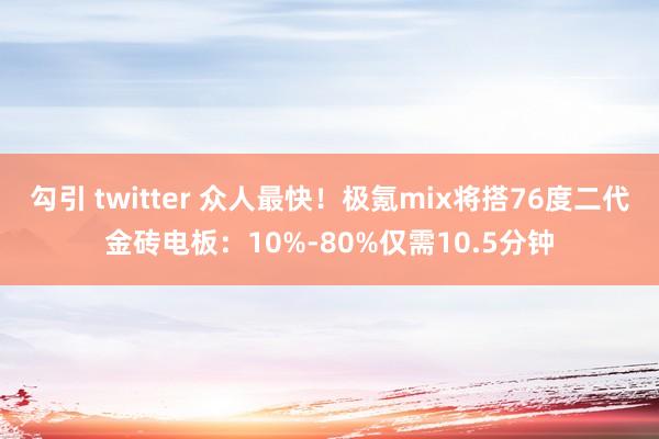 勾引 twitter 众人最快!极氪mix将搭76度二代金砖电板:10%-80%仅需10.5分钟