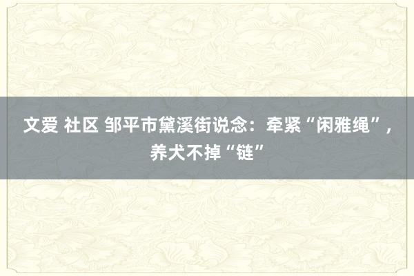 文爱 社区 邹平市黛溪街说念：牵紧“闲雅绳”，养犬不掉“链”