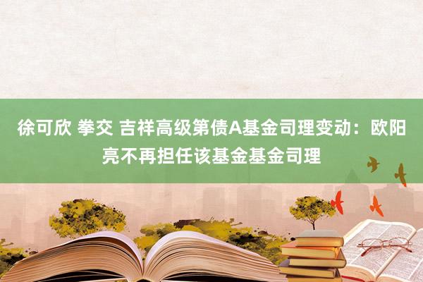 徐可欣 拳交 吉祥高级第债A基金司理变动：欧阳亮不再担任该基金基金司理