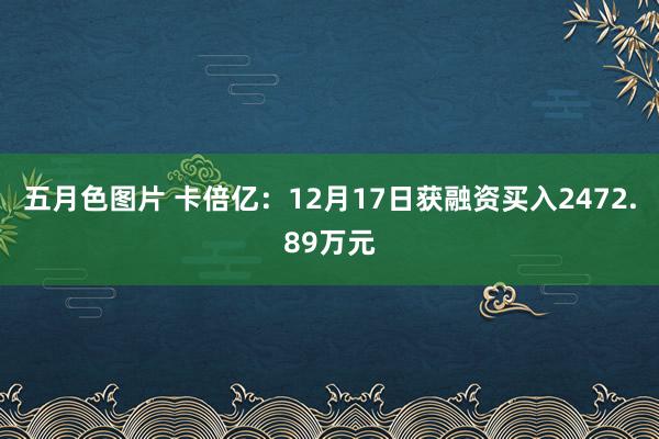 五月色图片 卡倍亿：12月17日获融资买入2472.89万元