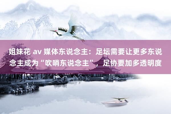 姐妹花 av 媒体东说念主：足坛需要让更多东说念主成为“吹哨东说念主”，足协要加多透明度