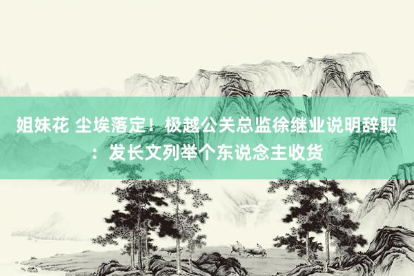 姐妹花 尘埃落定！极越公关总监徐继业说明辞职：发长文列举个东说念主收货