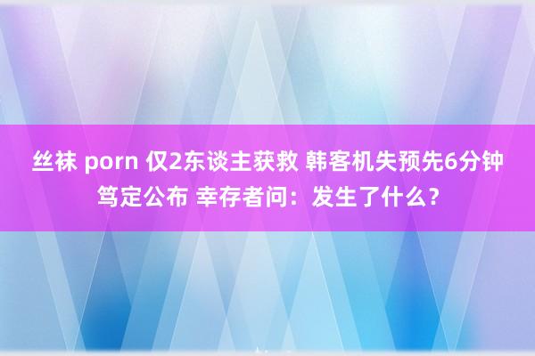 丝袜 porn 仅2东谈主获救 韩客机失预先6分钟笃定公布 幸存者问：发生了什么？