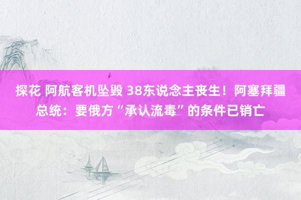 探花 阿航客机坠毁 38东说念主丧生！阿塞拜疆总统：要俄方“承认流毒”的条件已销亡