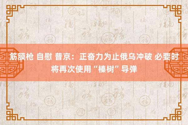 筋膜枪 自慰 普京：正奋力为止俄乌冲破 必要时将再次使用“榛树”导弹