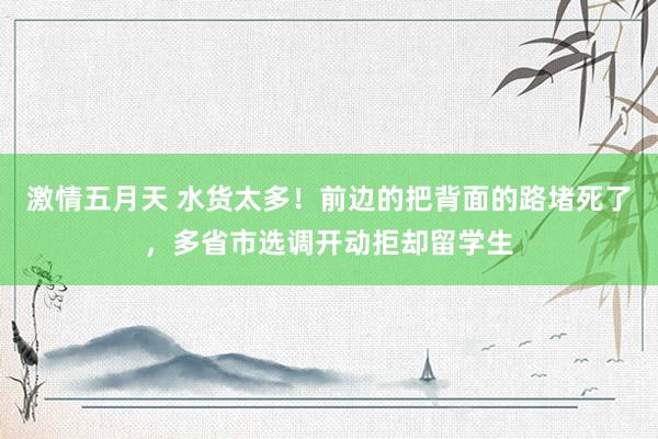 激情五月天 水货太多！前边的把背面的路堵死了，多省市选调开动拒却留学生