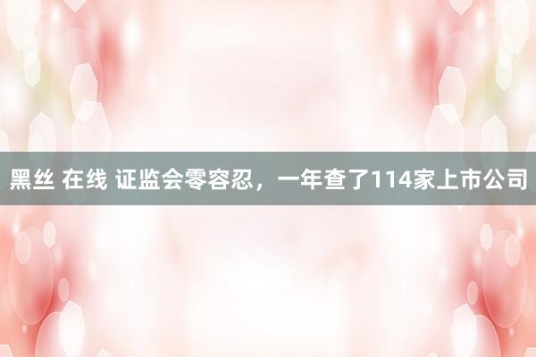 黑丝 在线 证监会零容忍，一年查了114家上市公司