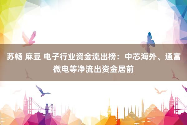 苏畅 麻豆 电子行业资金流出榜：中芯海外、通富微电等净流出资金居前