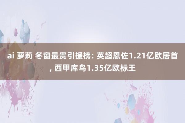 ai 萝莉 冬窗最贵引援榜: 英超恩佐1.21亿欧居首, 西甲库鸟1.35亿欧标王