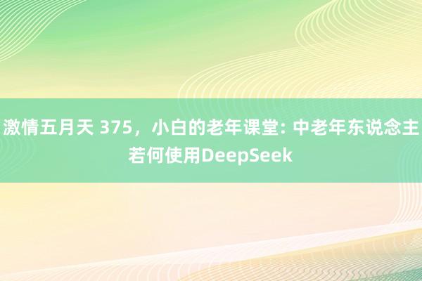 激情五月天 375，小白的老年课堂: 中老年东说念主若何使用DeepSeek
