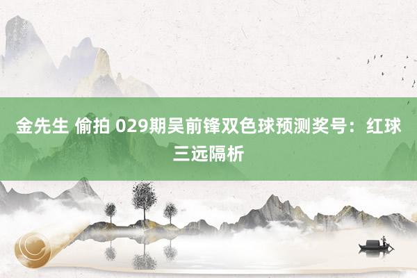 金先生 偷拍 029期吴前锋双色球预测奖号：红球三远隔析