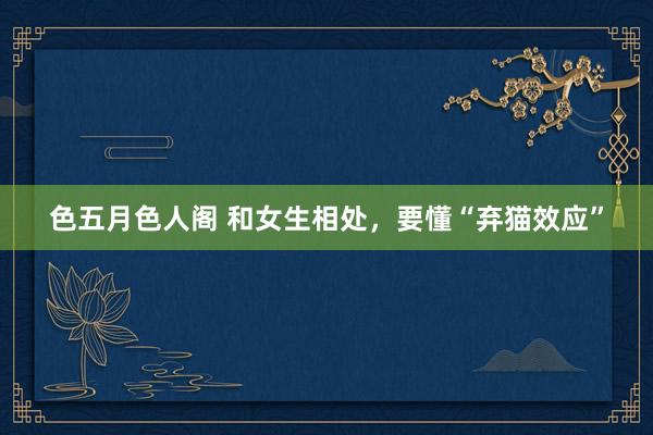 色五月色人阁 和女生相处，要懂“弃猫效应”