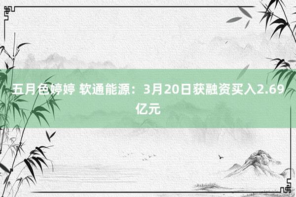 五月色婷婷 软通能源：3月20日获融资买入2.69亿元