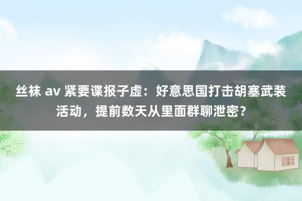 丝袜 av 紧要谍报子虚：好意思国打击胡塞武装活动，提前数天从里面群聊泄密？