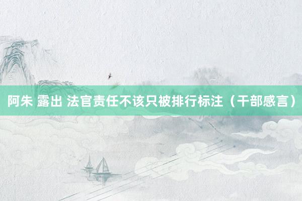 阿朱 露出 法官责任不该只被排行标注(干部感言)