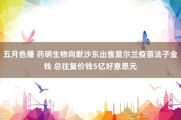 五月色播 药明生物向默沙东出售爱尔兰疫苗法子金钱 总往复价钱5亿好意思元