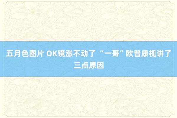 五月色图片 OK镜涨不动了 “一哥”欧普康视讲了三点原因