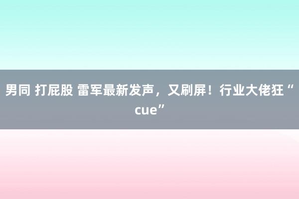 男同 打屁股 雷军最新发声，又刷屏！行业大佬狂“cue”