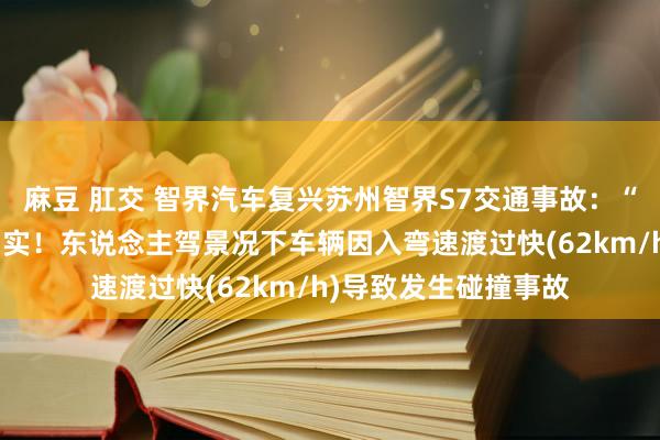 麻豆 肛交 智界汽车复兴苏州智界S7交通事故：“智驾失控”说法不属实！东说念主驾景况下车辆因入弯速渡