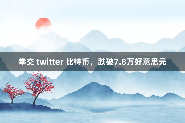 拳交 twitter 比特币，跌破7.8万好意思元