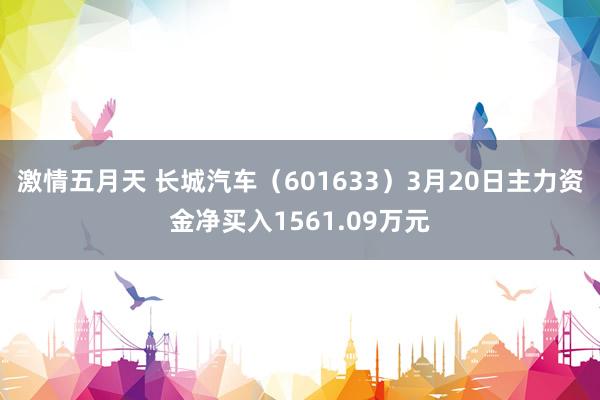 激情五月天 长城汽车（601633）3月20日主力资金净买入1561.09万元
