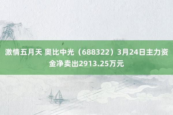 激情五月天 奥比中光（688322）3月24日主力资金净卖出2913.25万元