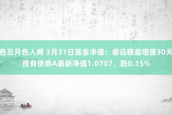 色五月色人阁 3月31日基金净值：睿远稳益增强30天捏有债券A最新净值1.0707，跌0.15%