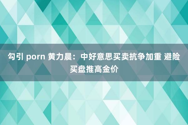 勾引 porn 黄力晨：中好意思买卖抗争加重 避险买盘推高金价