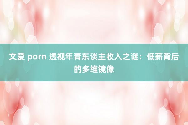 文爱 porn 透视年青东谈主收入之谜：低薪背后的多维镜像