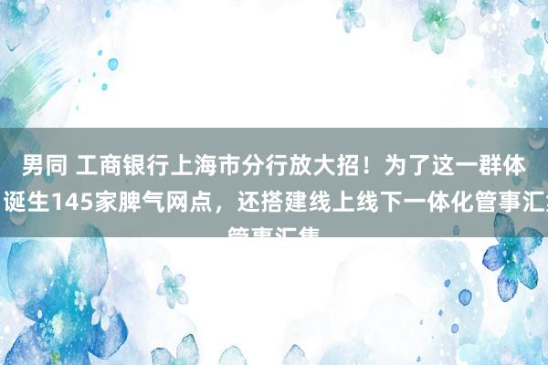 男同 工商银行上海市分行放大招！为了这一群体，诞生145家脾气网点，还搭建线上线下一体化管事汇集