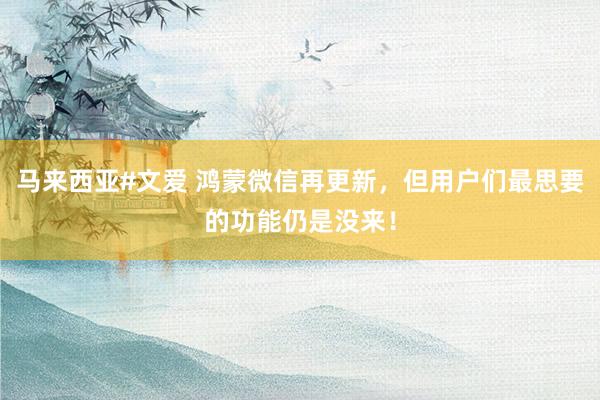 马来西亚#文爱 鸿蒙微信再更新，但用户们最思要的功能仍是没来！